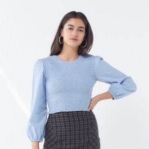 Urban Outfitters Luca Blue Smocked Top